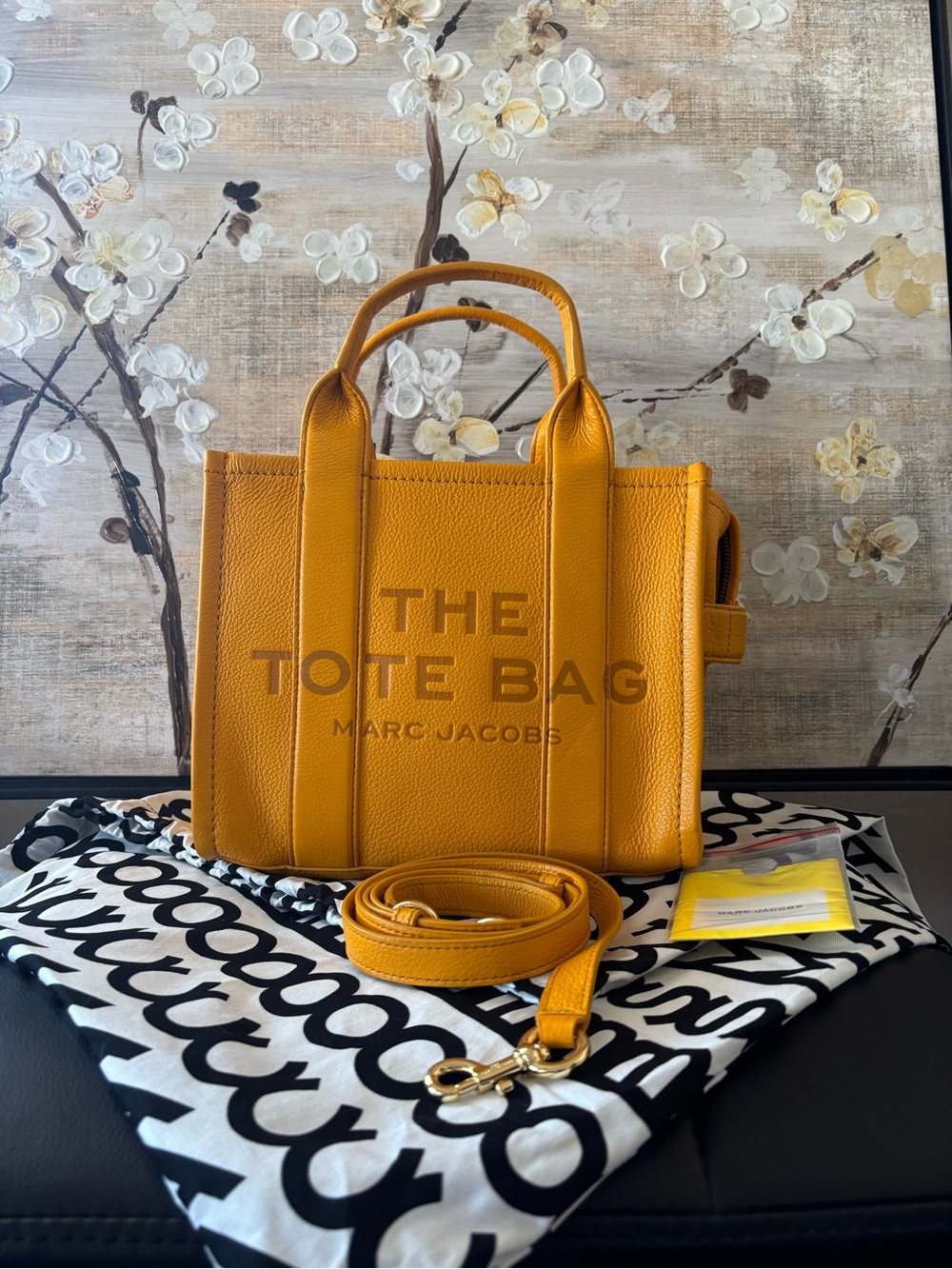 Marc Jacobs Pebbled Leather The Tote Bag SMALL in Mustard